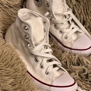 Converse Chuck Taylor high top tennis shoes. White. Sz2
